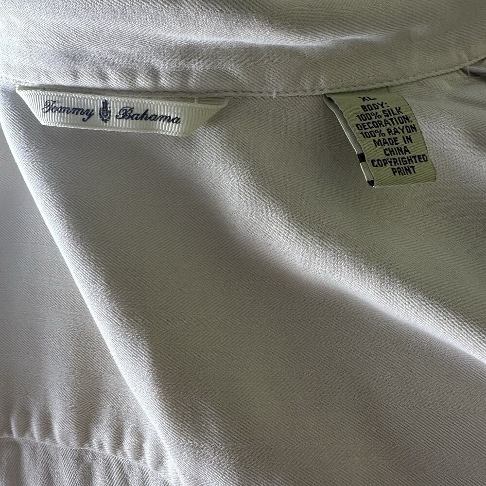 Tommy Bahama Men XL Silk Embroidered "Grill of my dreams" Cream lightweight - Picture 10 of 14